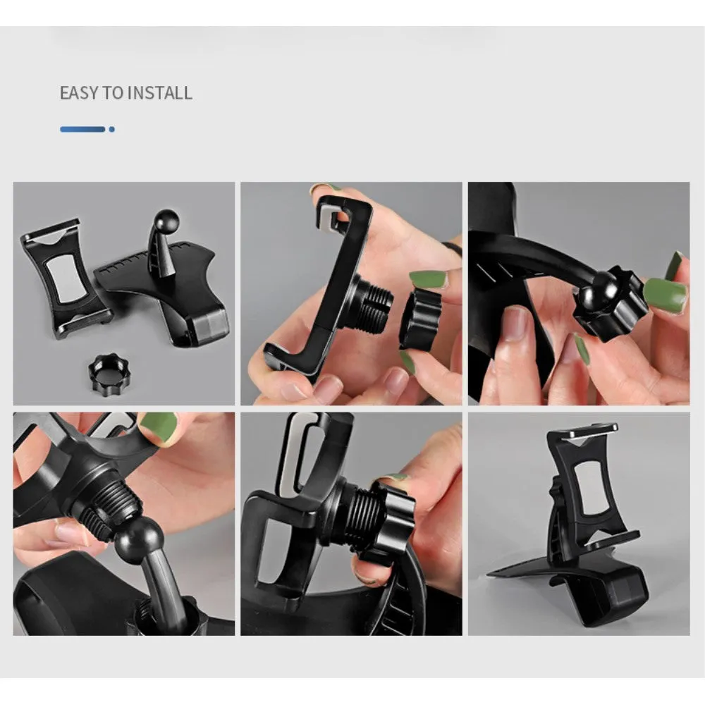 3 in 1 Car GPS Smartphone Holder: Dashboard / Visor Clamp   AC Grid Clip for Blackview A10 - Black