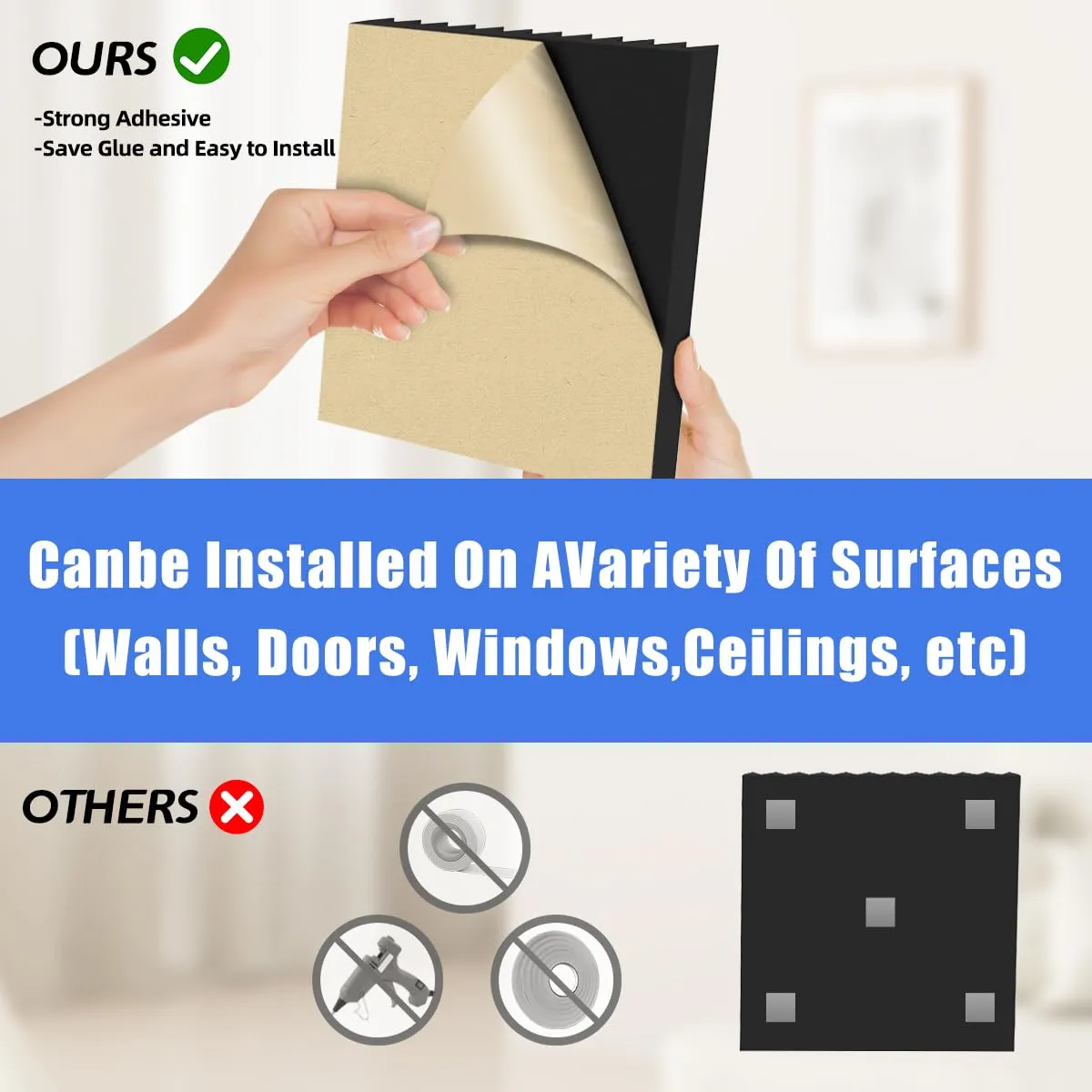36 Pack- Acoustic Foam Panels Self-Adhesive ,1"×12"×12" Sound Proof Foam Panels , High Density and Fire Resistant Soundproof Wall Panels, Acoustic Foam for Wall and Ceiling