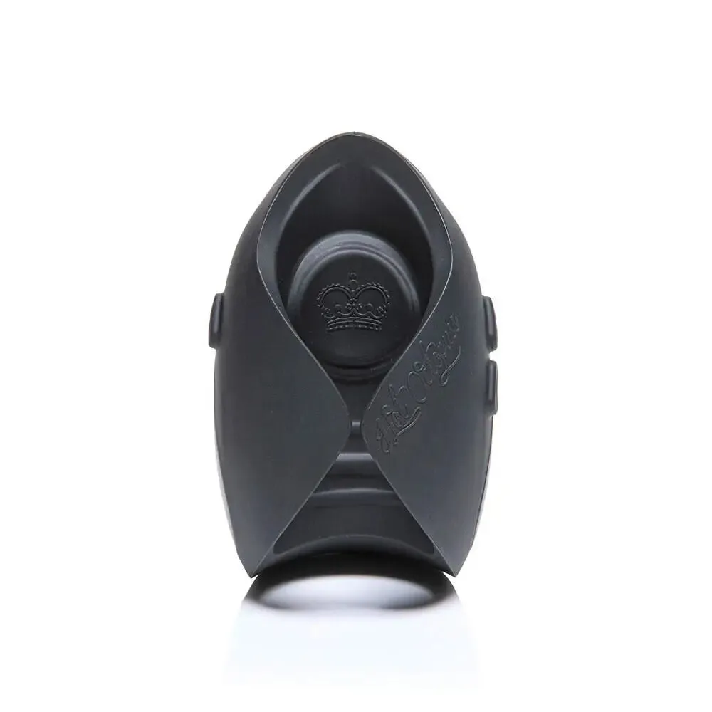 4.5-inch Silicone Black Rechargeable Vibrating Masturbator with Pulse Plate Tech