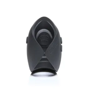 4.5-inch Silicone Black Rechargeable Vibrating Masturbator with Pulse Plate Tech