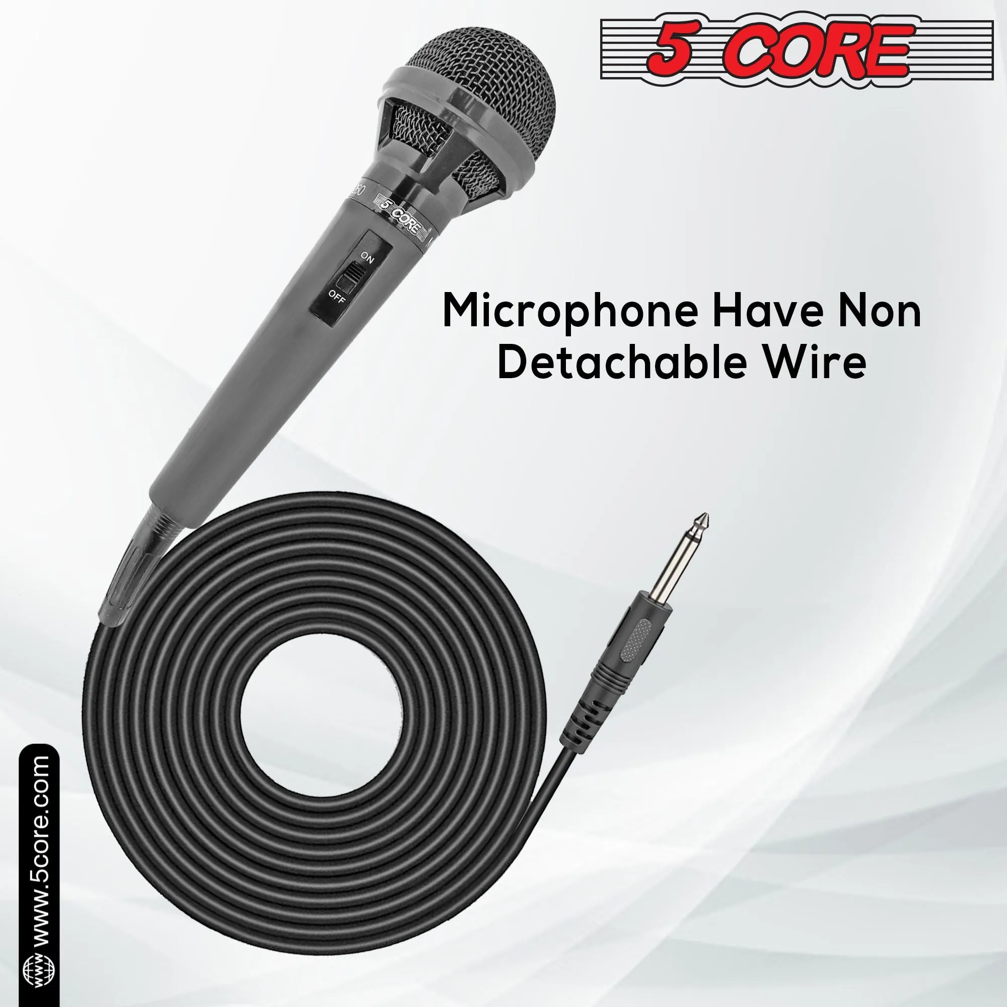 5 Core Premium Vocal Dynamic Cardioid Handheld Microphone Neodymium Magnet Unidirectional Mic with 12ft XLR Deluxe Cable to  Audio Jack, and On/Off Switch for Karaoke Singing (MIC 260)