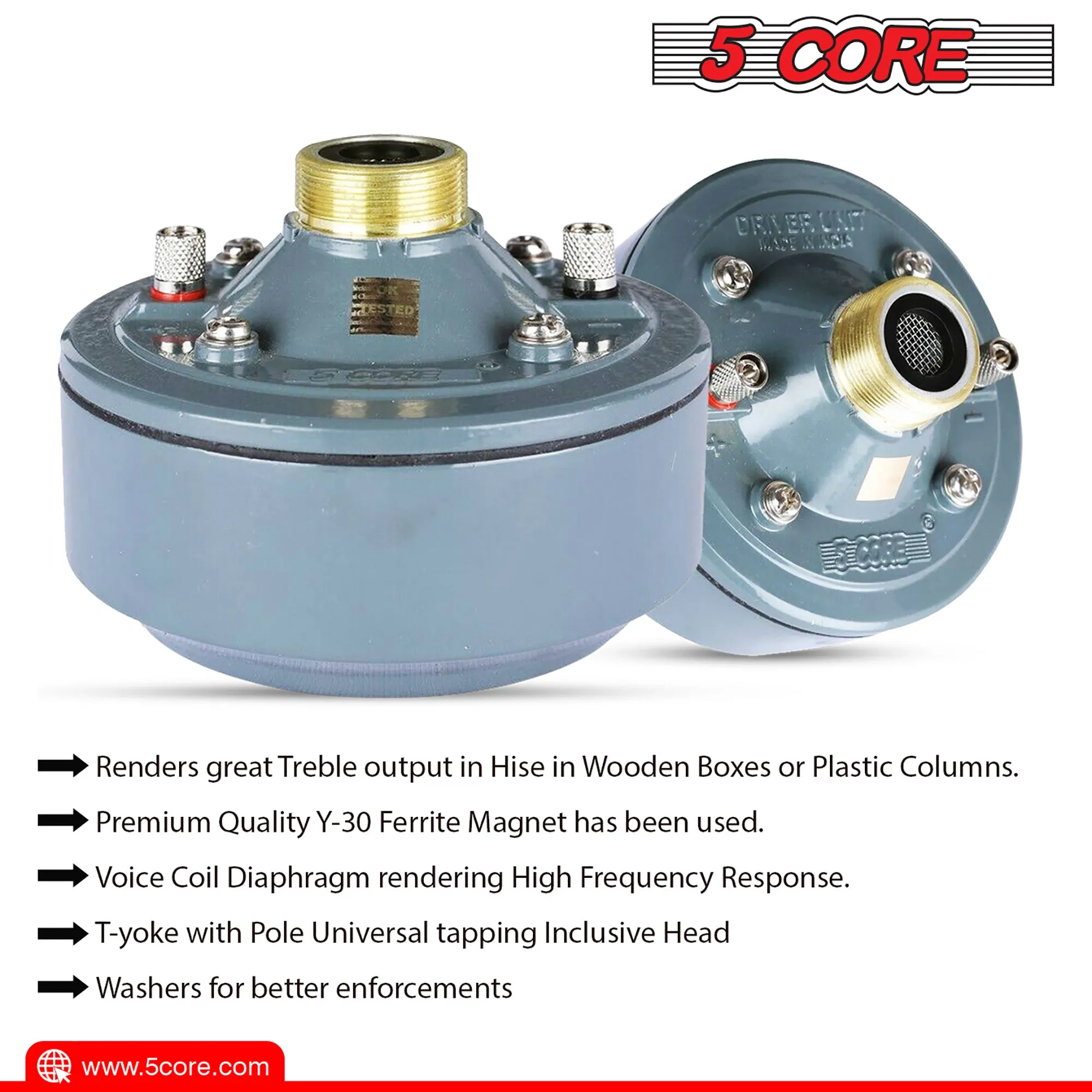 5 CORE Speaker Compression Driver 90 Watt Max. 16 ohms Mid Range