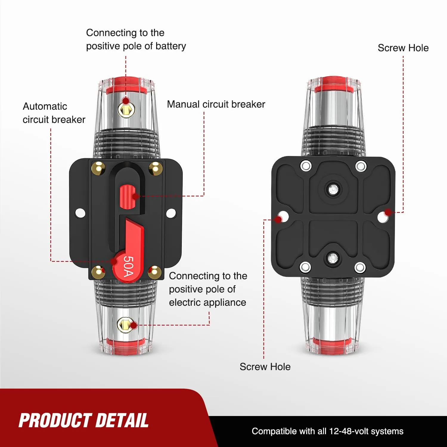 50A Circuit Breaker Reset Fuse Holder