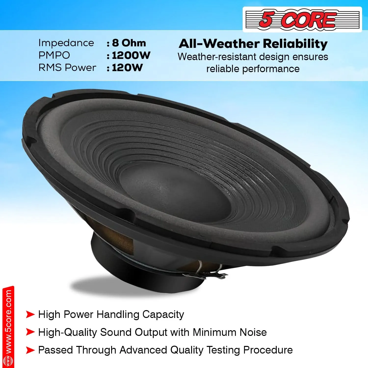 5Core 12 Inch DJ Subwoofer Speaker 1200W Peak 8Ohm Audio Replacement Sub woofer