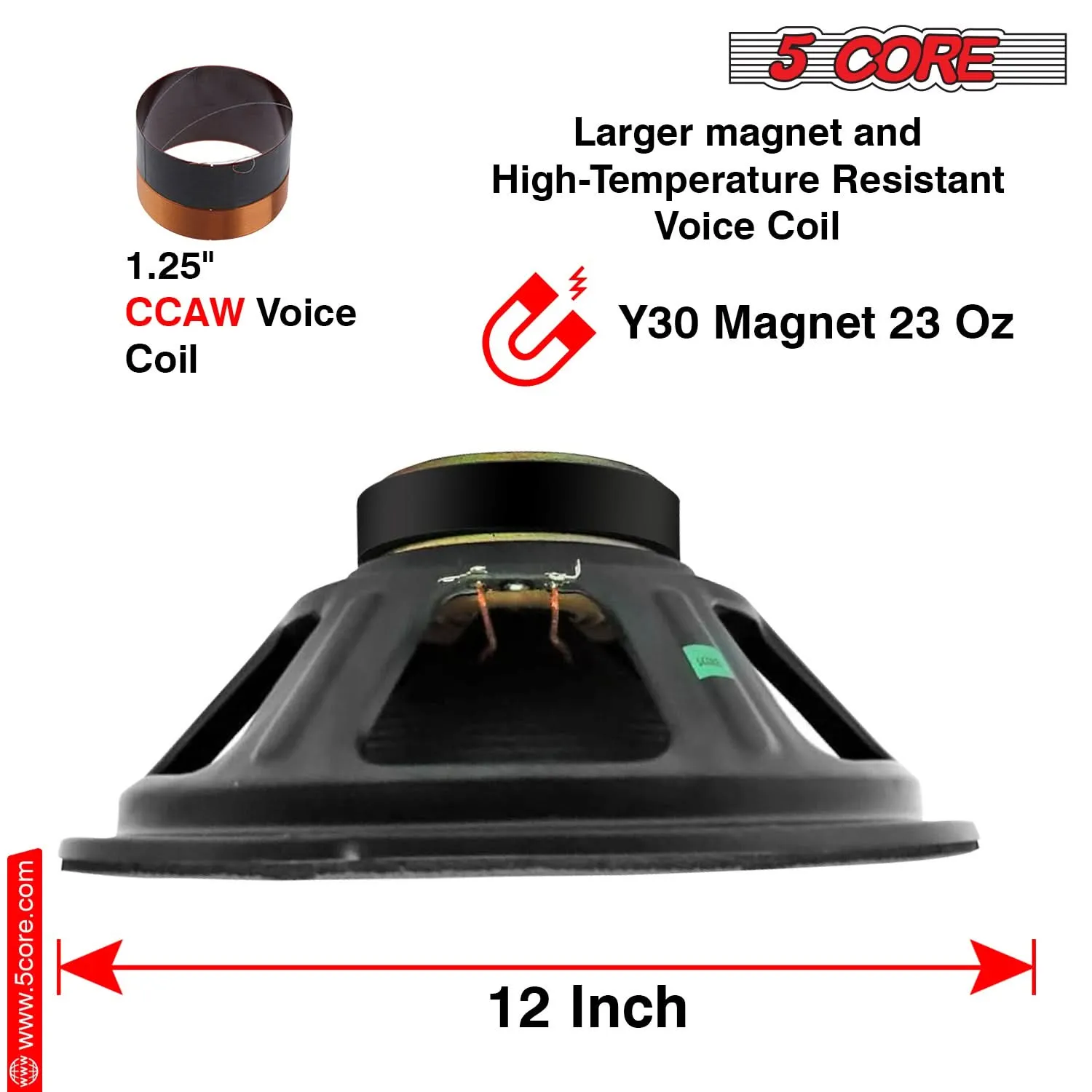 5Core 12 Inch DJ Subwoofer Speaker 1200W Peak 8Ohm Audio Replacement Sub woofer