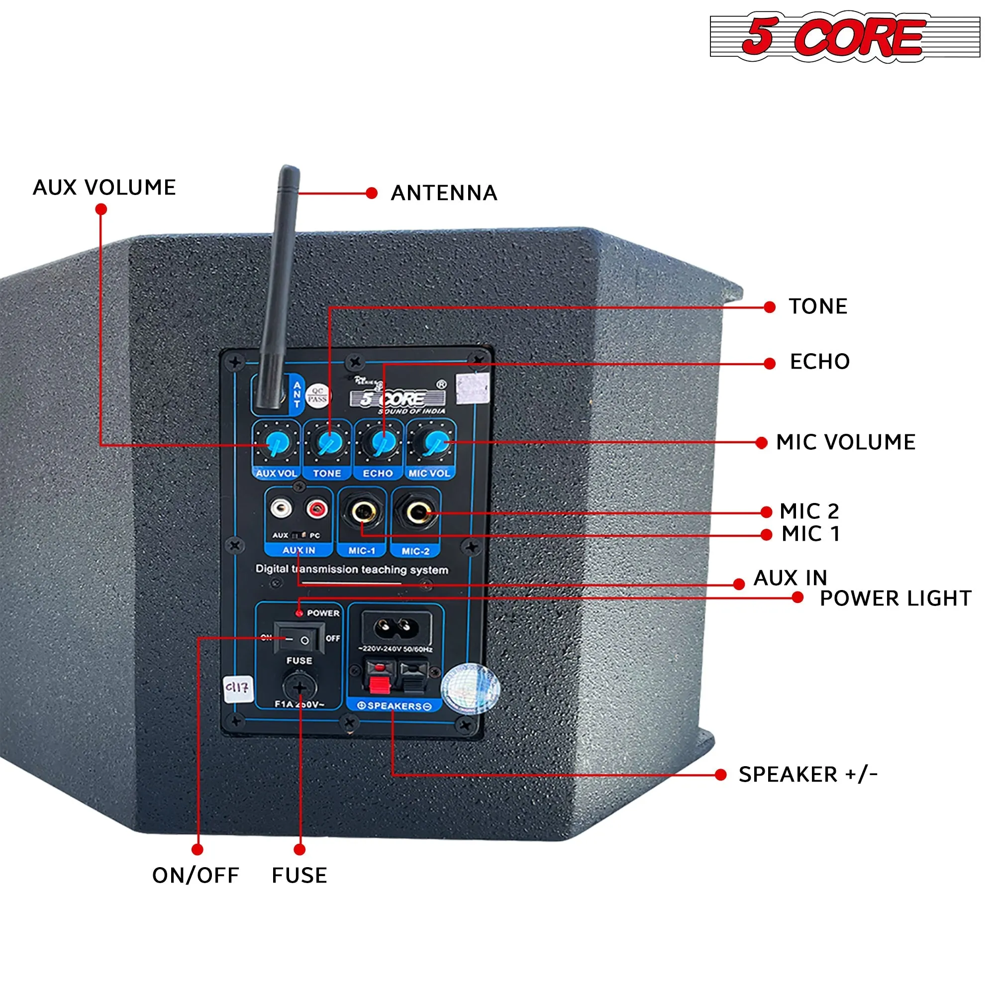 5Core Voice Amplifier 200W Portable PA Speaker System   Wireless