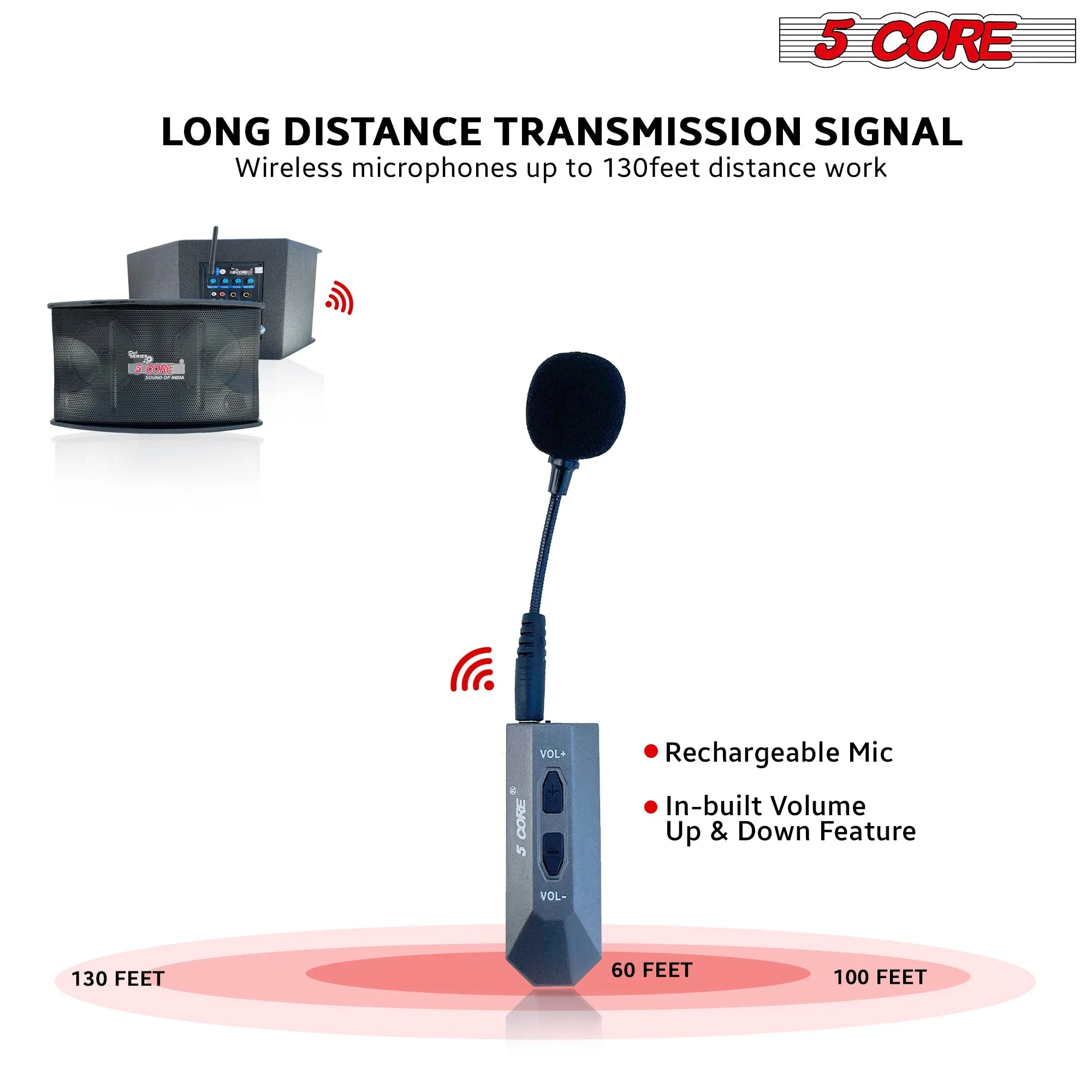 5Core Voice Amplifier 200W Portable PA Speaker System   Wireless