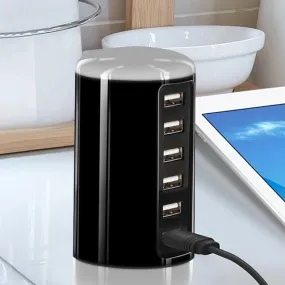 6 USB Port 30W Smart Charging Tower - Assorted Colors