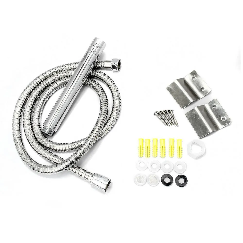 65 in. 8-Jet Shower Panel System in Stainless Steel with Adjustable Rainfall Shower Head, Handshower Wand and Tub Spout