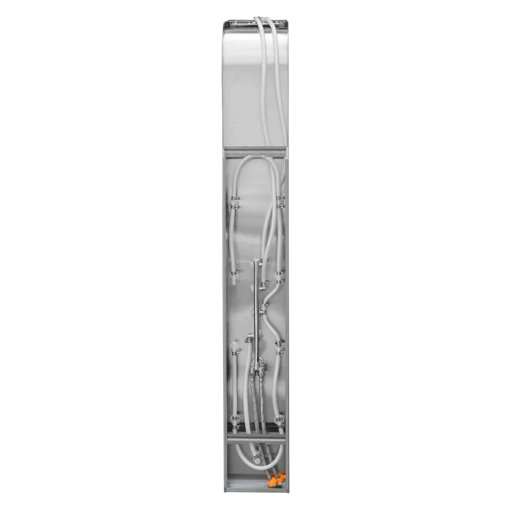 65 in. 8-Jet Shower Panel System in Stainless Steel with Adjustable Rainfall Shower Head, Handshower Wand and Tub Spout