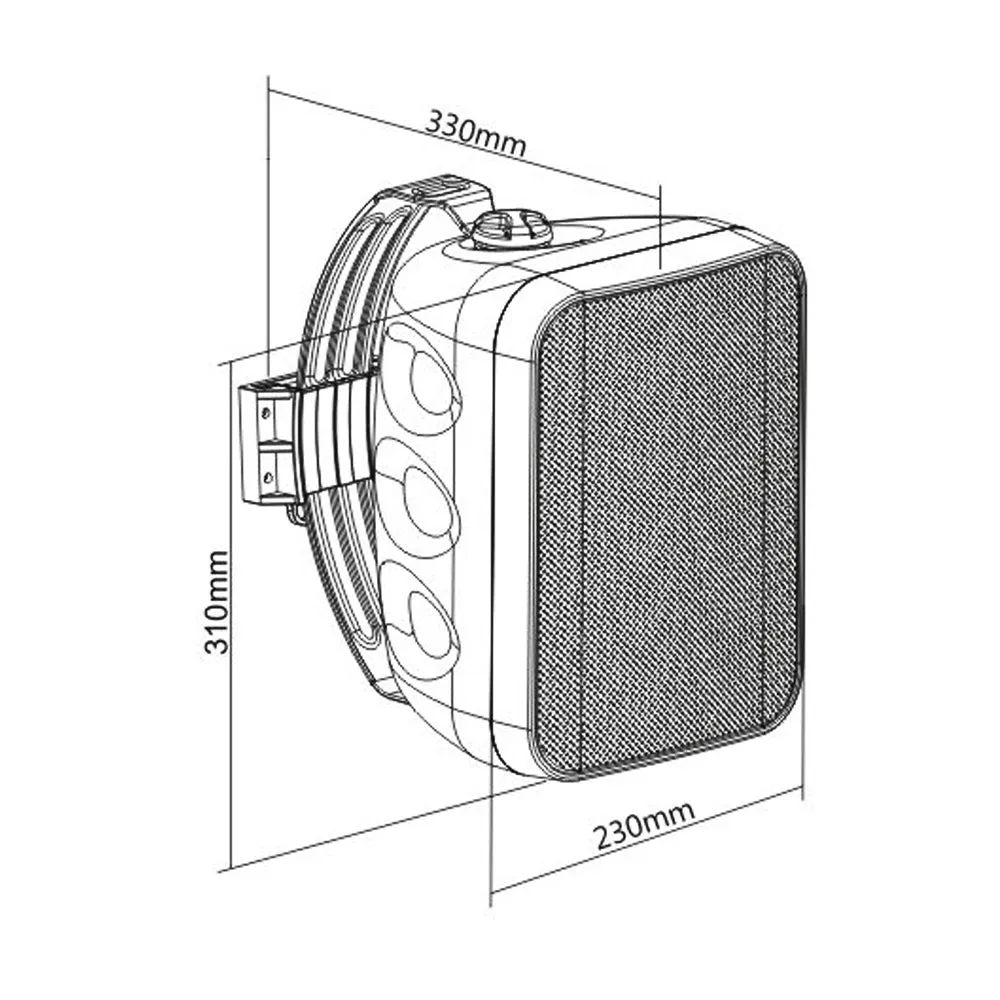 6.5 Inch Indoor/Outdoor Wall Mounted Speaker (Single) - 70V - 120W Max - IP65 Rated - Black