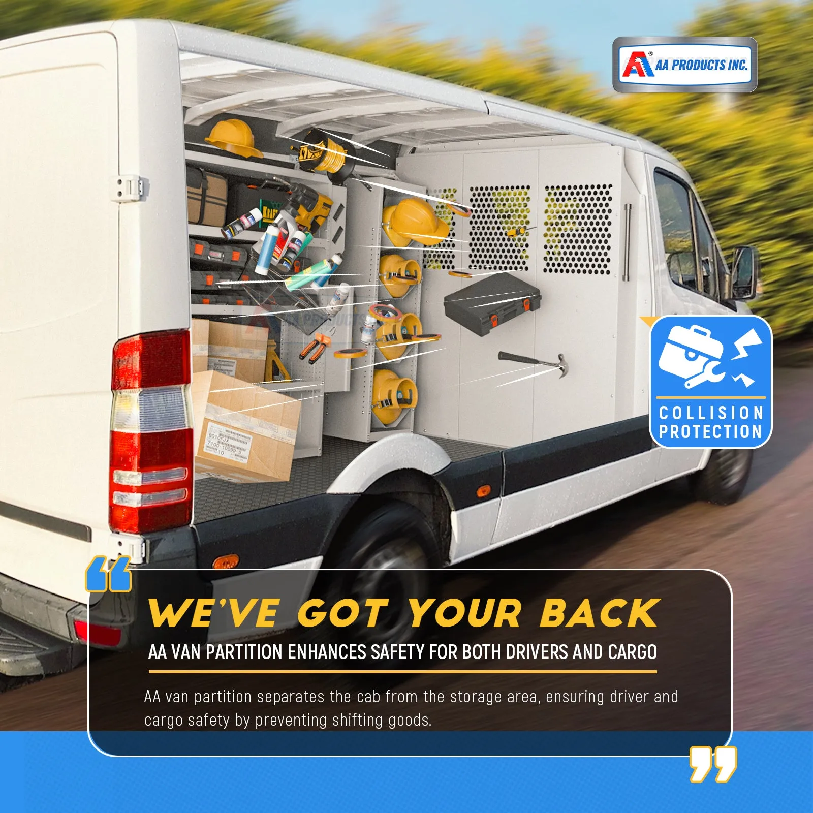 AA Products Model PT-SP-LR Cargo Van Safety Partition Protective Bulkhead Fit for Full Size Low Roof Sprinter Vans Grey