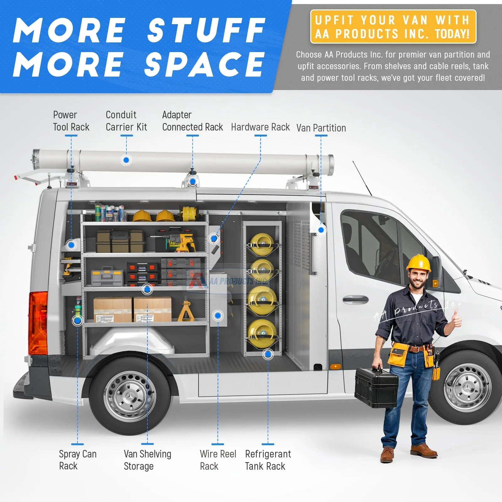 AA Products Model PT-SP-LR Cargo Van Safety Partition Protective Bulkhead Fit for Full Size Low Roof Sprinter Vans Grey