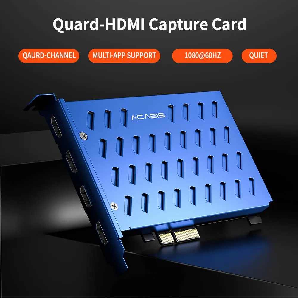 Acasis 4 HDMI PCIe Video Capture Card 1080P 60FPS with Built-in Fan