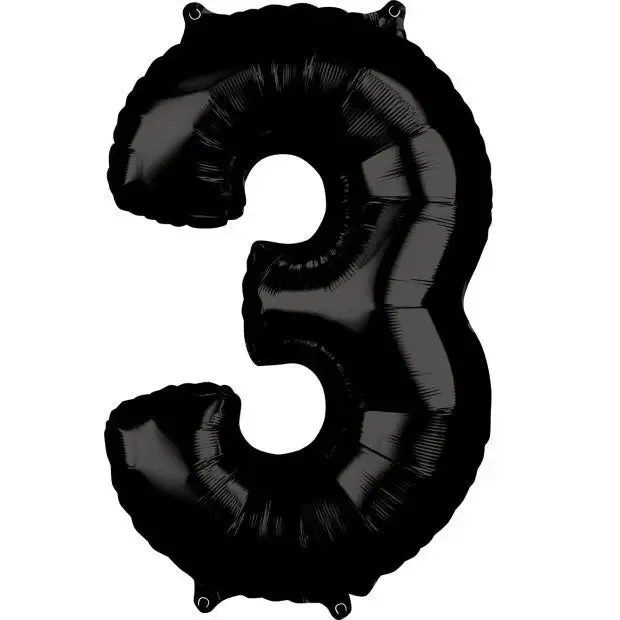 Anagram Black Mid-Size Number Foil Balloon - 3