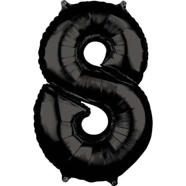 Anagram Black Mid-Size Number Foil Balloon - 8