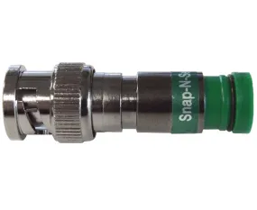 Bag of 25 Pro Snap N Seal Universal BNC RG6 Coax Cable Connectors with Green Rings