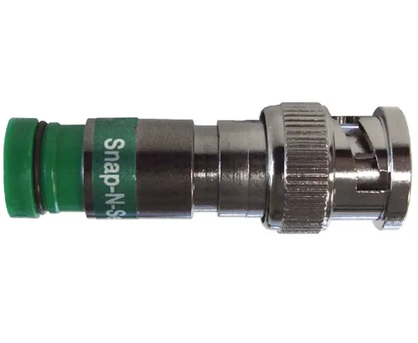 Bag of 25 Pro Snap N Seal Universal BNC RG6 Coax Cable Connectors with Green Rings