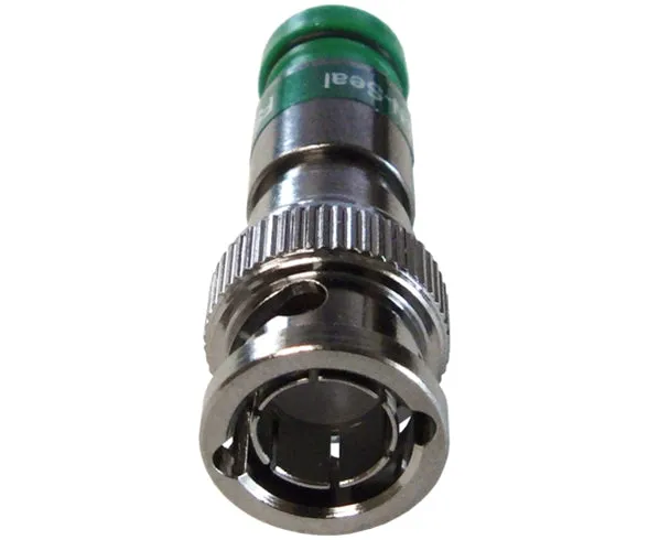 Bag of 25 Pro Snap N Seal Universal BNC RG6 Coax Cable Connectors with Green Rings