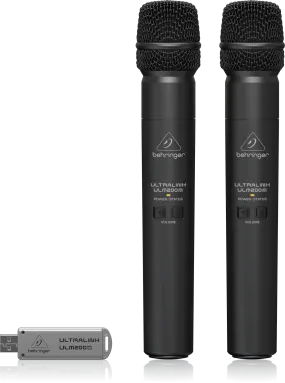 Behringer Ultralink ULM202USB High-Performance 2.4 GHz Digital Wireless System with 2 Handheld Microphones and Dual-Mode USB Receiver