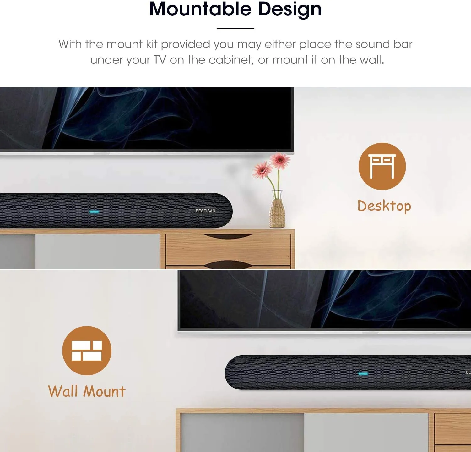 Bestisan Soundbar TV Sound bar Wired and Wireless Bluetooth Audio Speakers(28 Inches, 4 Drivers, Bluetooth 5.0 Version, Optical Cable Included, Bass Adjustable) | Open Box