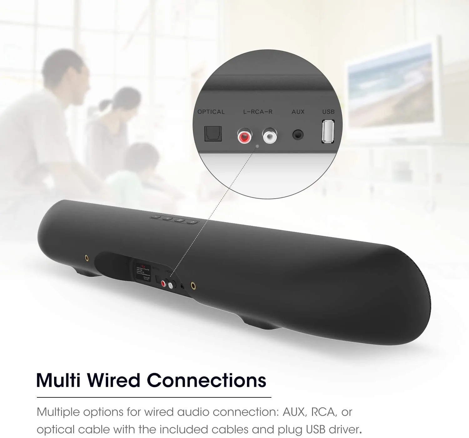 Bestisan Soundbar TV Sound bar Wired and Wireless Bluetooth Audio Speakers(28 Inches, 4 Drivers, Bluetooth 5.0 Version, Optical Cable Included, Bass Adjustable) | Open Box