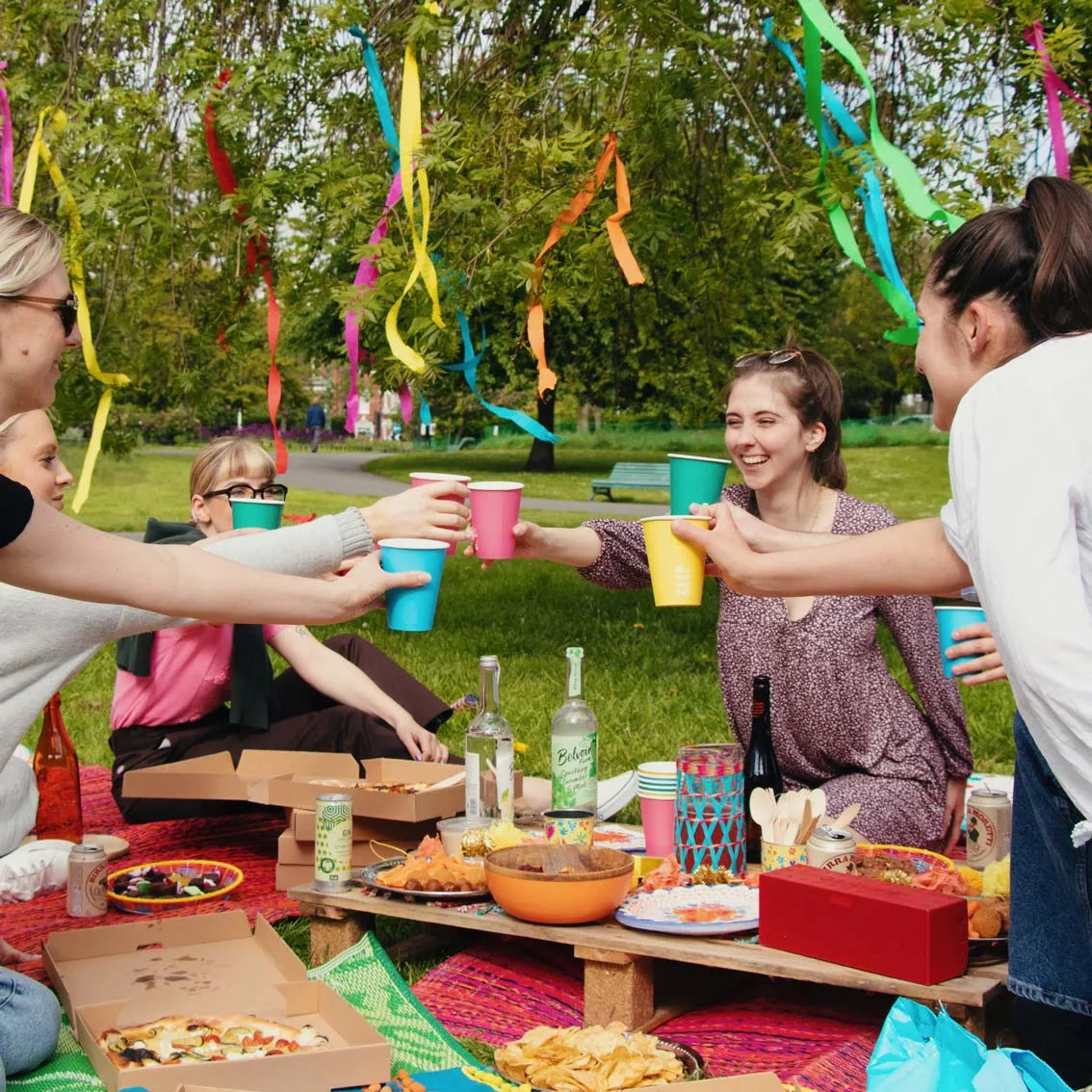 Birthday brights Rainbow Party streamers