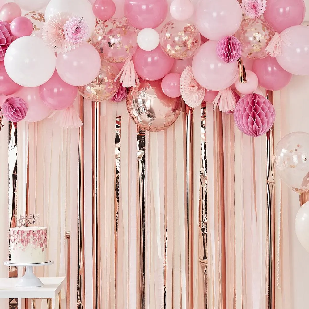 Blush And Peach Balloon And Fan Garland