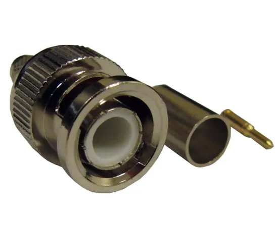 BNC Male Connector for RG59 Cable, 3-piece Crimp-on Style with Gold-Plated Center Pin