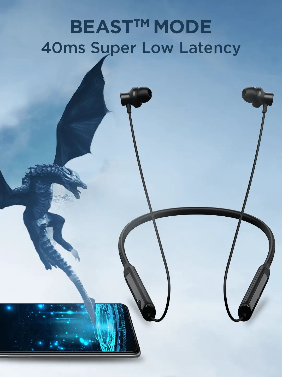 boAt Rockerz Apex | Wireless Neckband with Spatial Bionic Sound powered by DIRAC, BEAST™ Mode, Seamless Touch Controls, 30 Hours Playback time