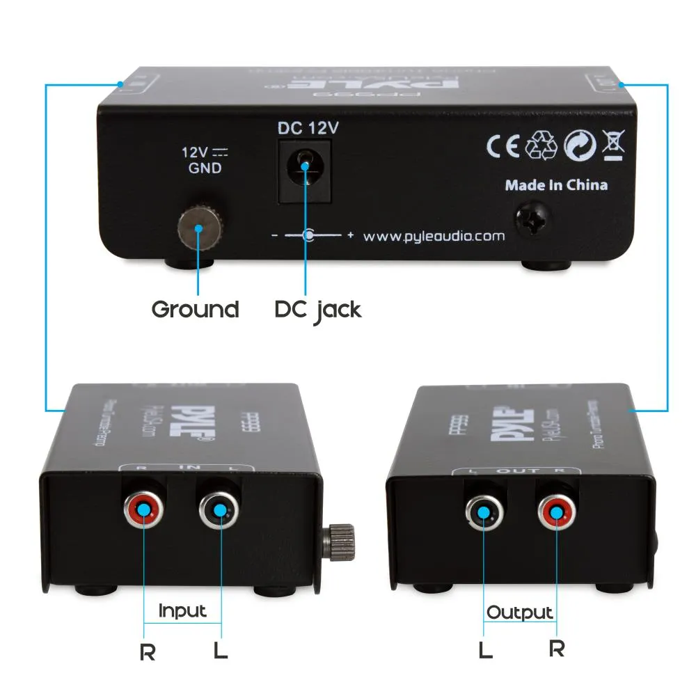 Compact Phono Turntable Preamp - Ultra-Low Noise Audio Pre-Amplifier With 12-Volt Power Adaptor