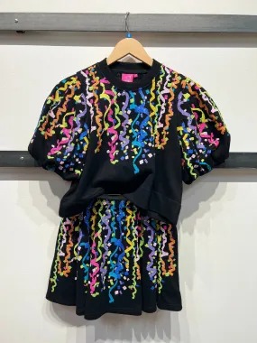Confetti Streamers Top - Black [Queen of Sparkles]