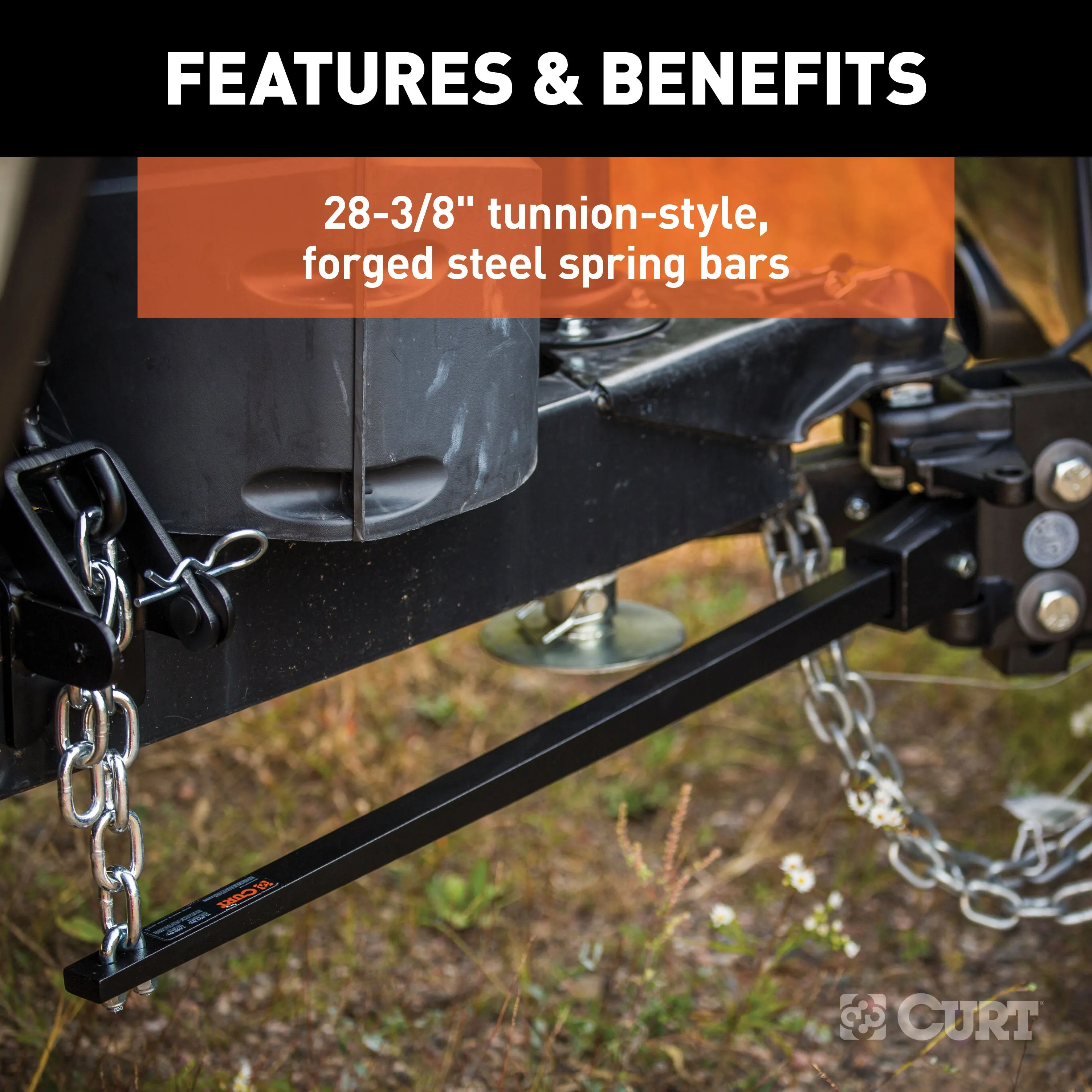 CURT 17332 CURT 17332 Short Trunnion Bar Weight Distribution Hitch; Up to 10K; 2-Inch Shank