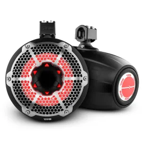 DS18 NXL-X10TPNEO10" Marine Water Resistant Wakeboard Tower Neodymium Speaker with Built-in passive Radiator Bass Enhancer, 1" Driver and RGB LED Light 900 Watts
