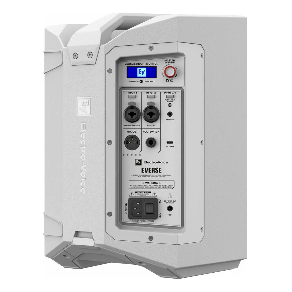 Electro Voice Everse 8 Weatherised Battery Powered Loudspeaker with Bluetooth® audio and Control in White