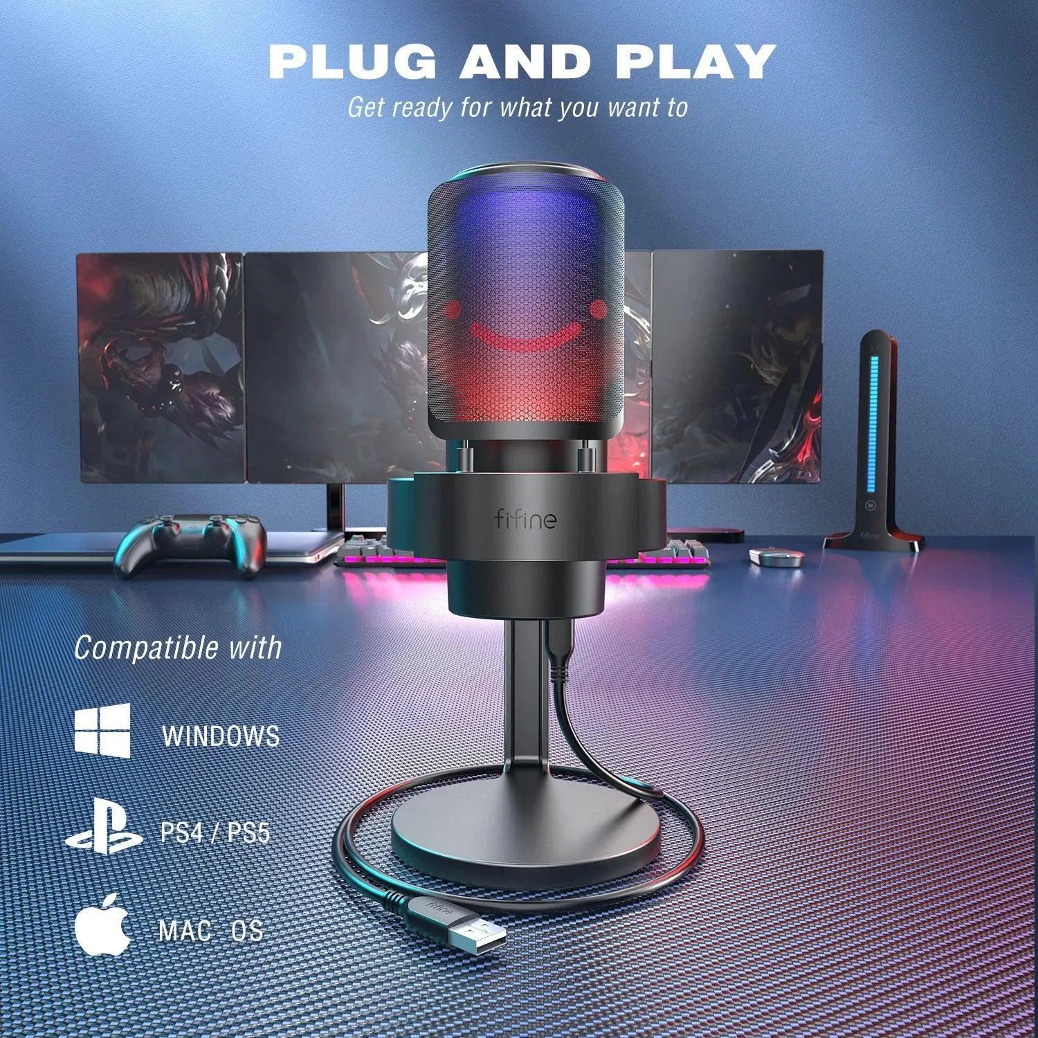 FIFINE A8 RGB USB Microphone: Upgrade Your Gaming Experience with Elite Sound and Stunning Visuals