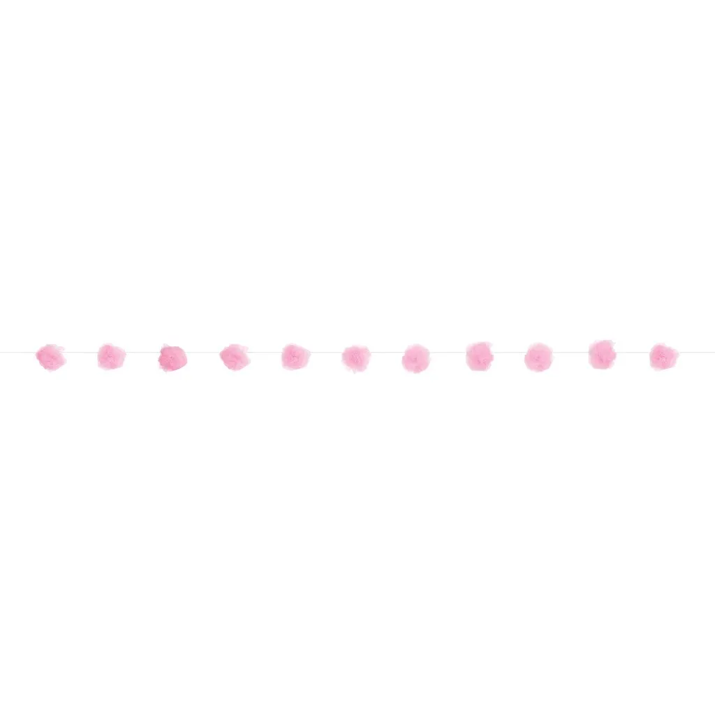 Garland Tulle Pom Pom Pink, 7ft
