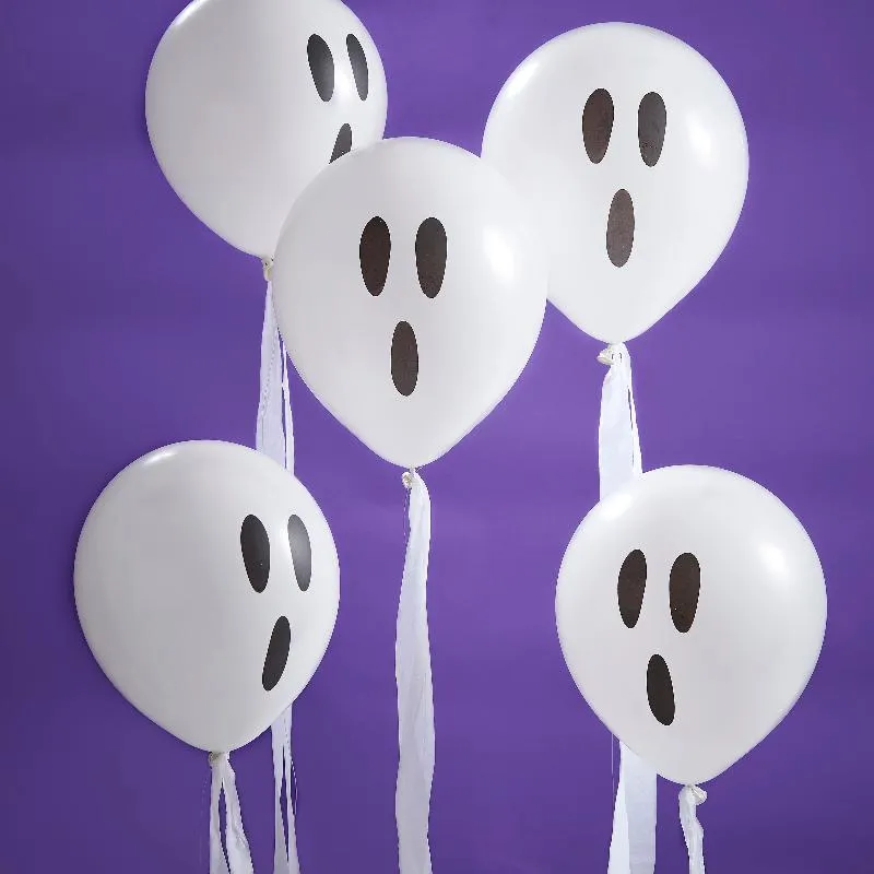 Ghost Balloons With Streamers (10 Pack)
