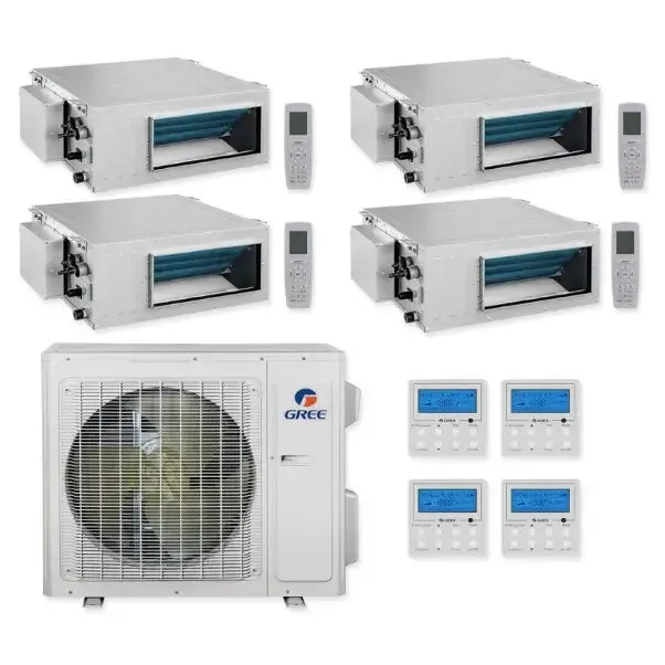 GREE Multi Gen2 Series 30,000 BTU 4-Zone Concealed Duct 9K 9K 12K 12K Ductless Mini-Split System