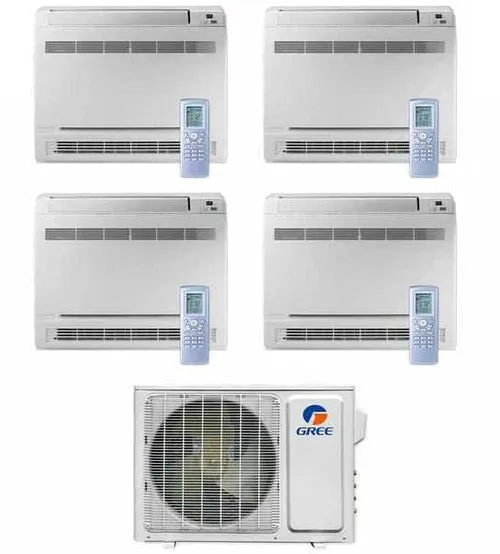 GREE Multi Gen2 Series 42,000 BTU 4-Zone Mini Floor Console 9K 18K 18K 18K Ductless Mini-Split System