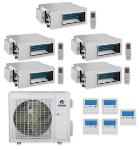 GREE Multi Gen2 Series 42,000 BTU 5-Zone Concealed Duct 9K 9K 9K 9K 18K Ductless Mini-Split System