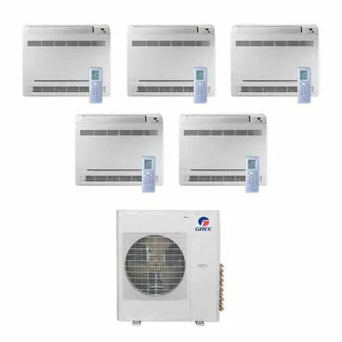 GREE Multi Gen2 Series 42,000 BTU 5-Zone Mini Floor Console 9K 9K 12K 12K 18K Ductless Mini-Split System