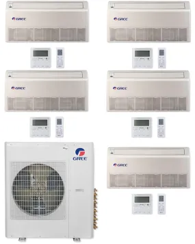 GREE Multi Gen2 Series 42,000 BTU 5-Zone Universal Floor/Ceiling 9K 9K 9K 9K 12K Ductless Mini-Split System