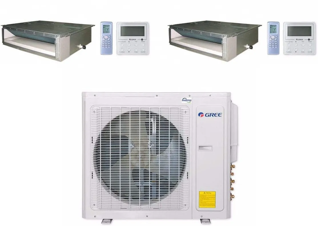 GREE Multi  Ultra Series 36,000 BTU 2-Zone Concealed Duct 18K 18K Ductless Mini-Split System