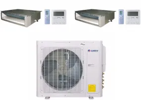 GREE Multi  Ultra Series 36,000 BTU 2-Zone Concealed Duct 18K 18K Ductless Mini-Split System