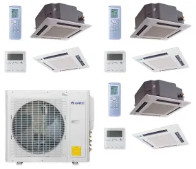 GREE Multi  Ultra Series 36,000 BTU 3-Zone Ceiling Cassette 12K 12K 12K Ductless Mini-Split System