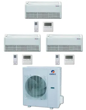 GREE Multi  Ultra Series 36,000 BTU 3-Zone Universal Floor/Ceiling 9K 12K 12K Ductless Mini-Split System