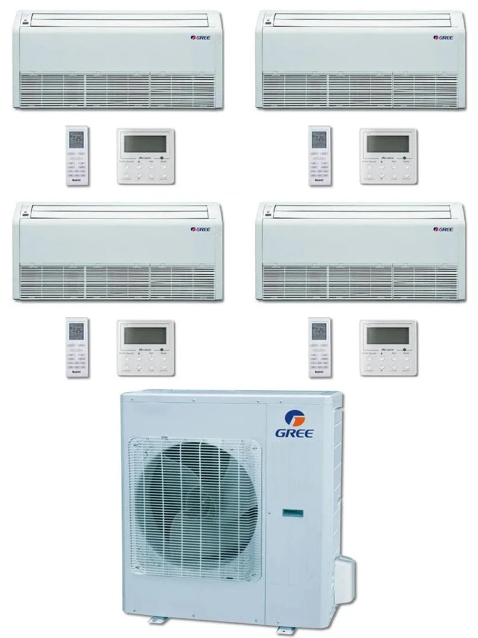 GREE Multi  Ultra Series 42,000 BTU 4-Zone Universal Floor/Ceiling 9K 18K 18K 18K Ductless Mini-Split System