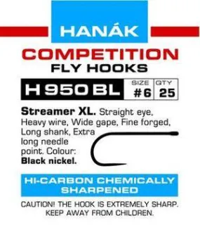 Hanak H950Bl Barbless 2Xl Streamer Hook - 25 Pack