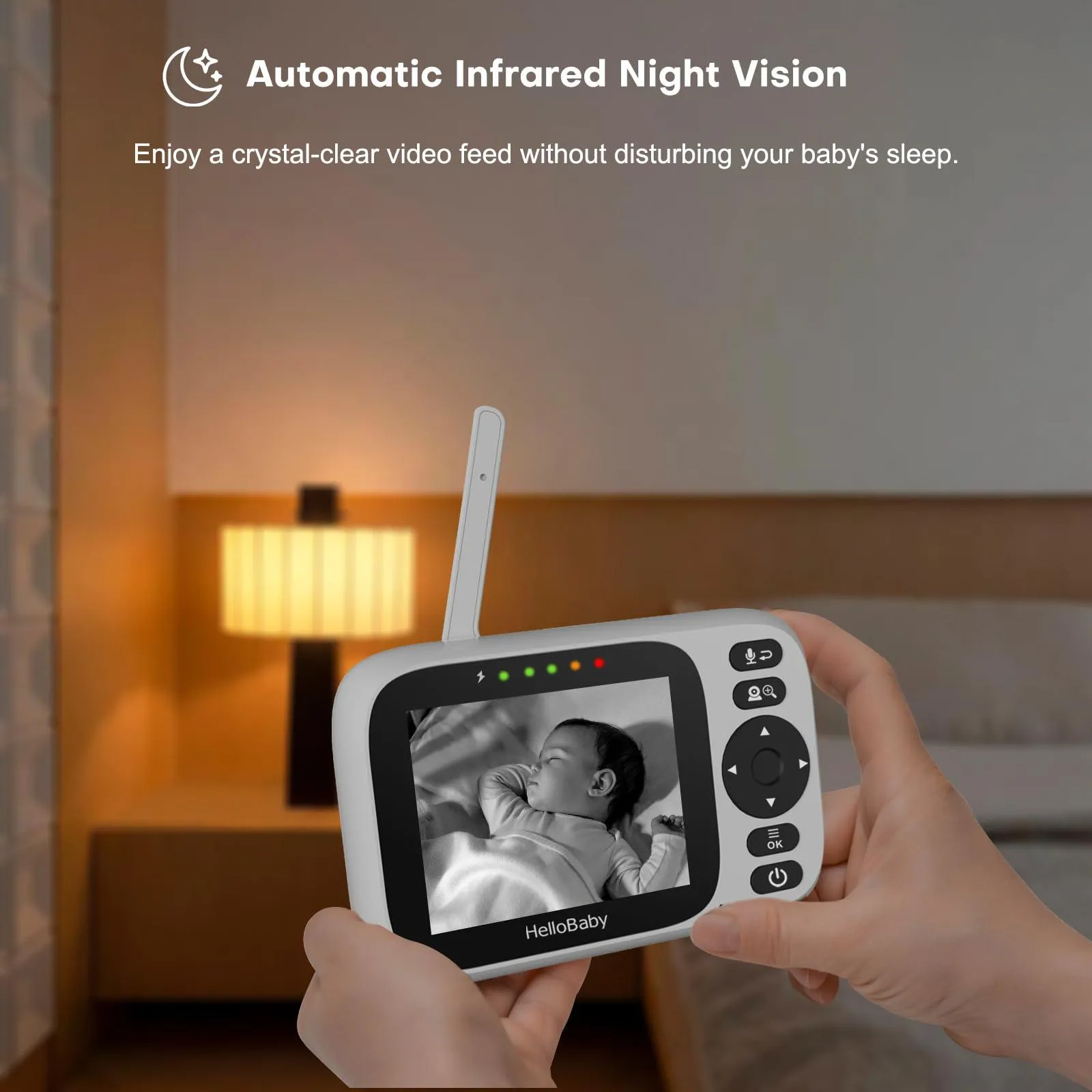 HelloBaby Baby Monitor with 1 Camera,3.2 Inch IPS Screen Video.